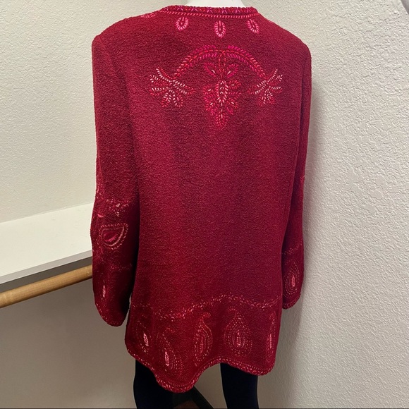 Linea by Louis Dell'Olio Embroidered Wool Blend Jacket Sz L - Picture 6 of 10